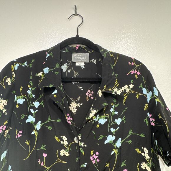 Vintage CAROL ANDERSON 90s Floral Short Sleeve Button Down Maxi Dress Tie Back - Picture 5 of 10
